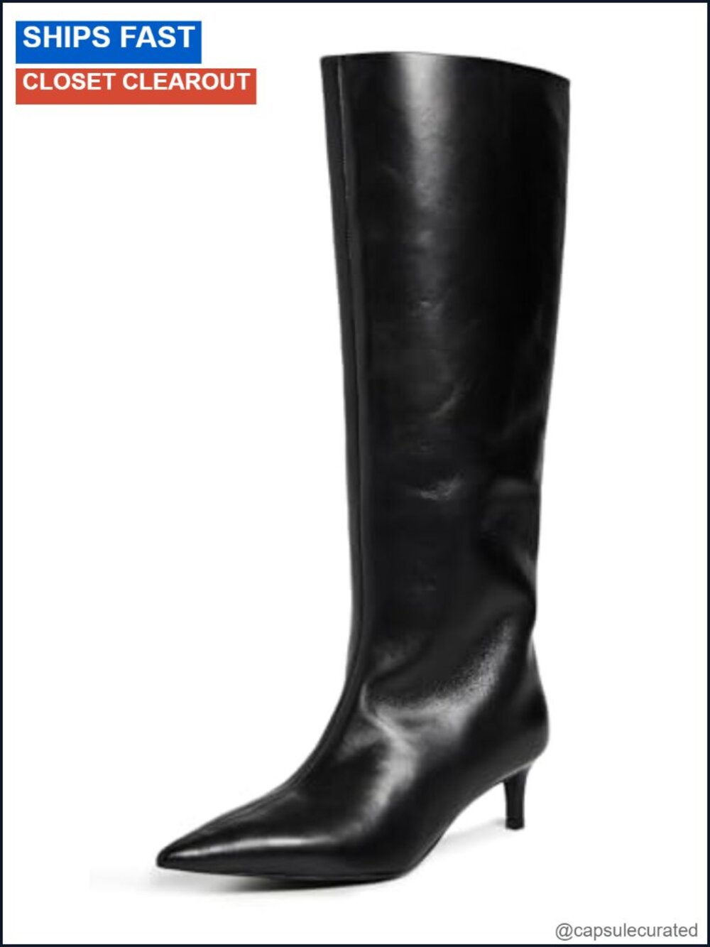 Free People Kiki Kitten Heel Knee-High Leather Boots